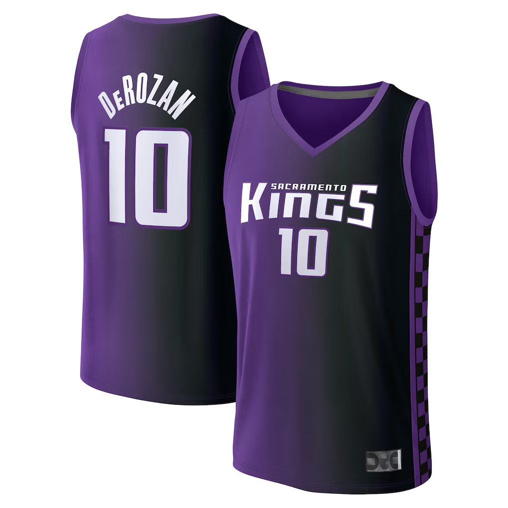 Friene S.Kings #10 DeMar DeRozan Purple Fast Break Replica Stitched Jerseys- Statement Edition