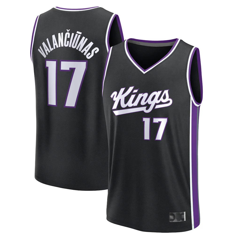 Friene S.Kings #17 Jonas Valan?i¨±nas Black Fast Break Replica Stitched Jerseys- Icon Edition