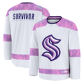 Friene S.Kraken White Hockey Fights Cancer Survivor Practice Jerseys