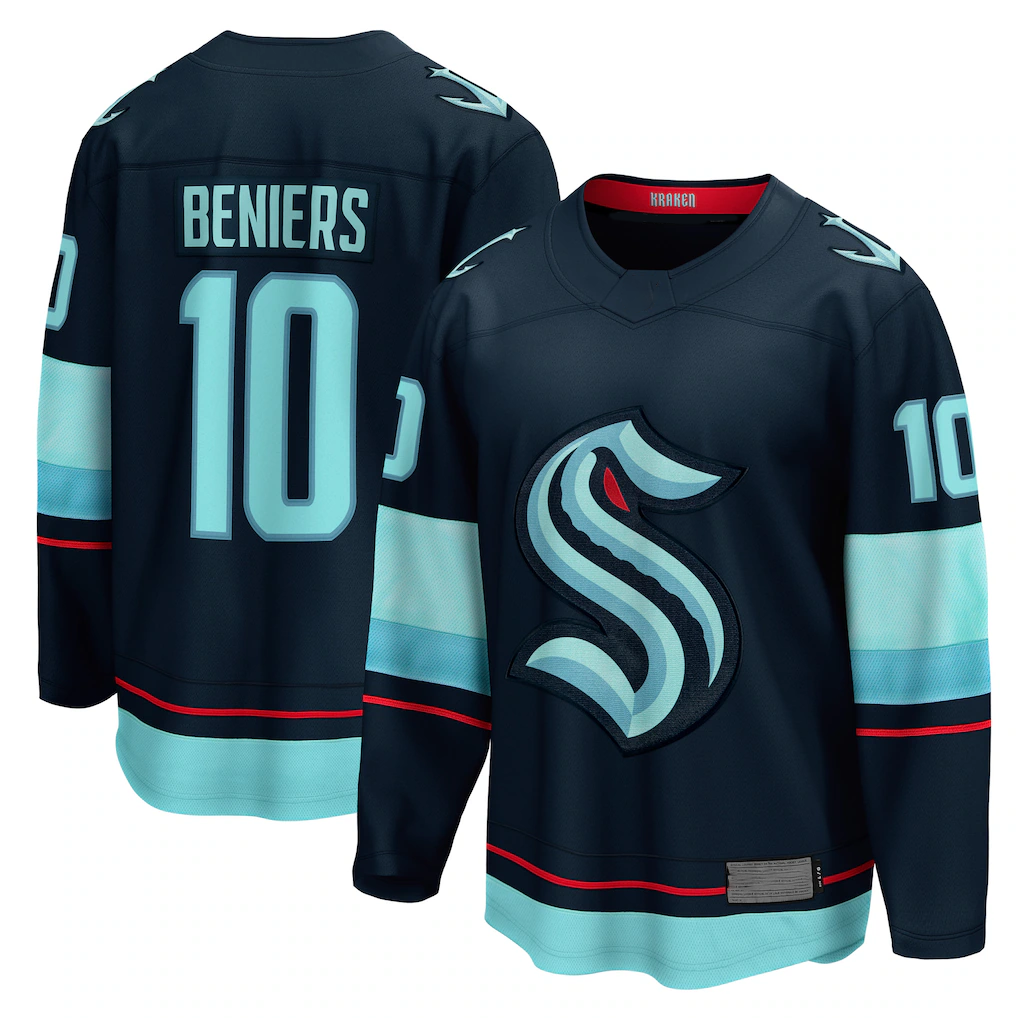 Friene S.Kraken #10 Matty Beniers Deep Sea Blue Premier Breakaway Player Jerseys