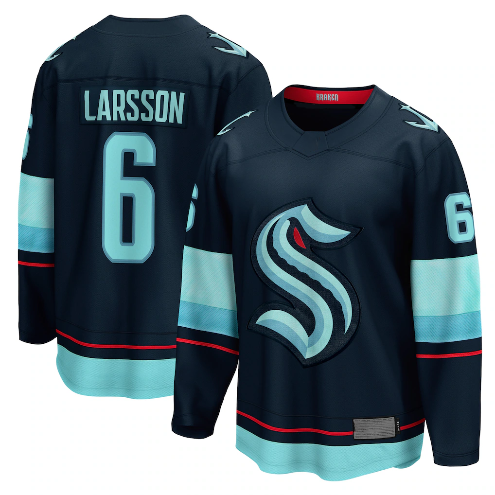 Friene S.Kraken #6 Adam Larsson Deep Sea Blue Home Breakaway Player Jerseys