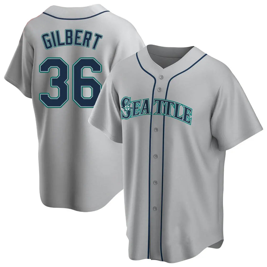 Friene S.Mariners #36 Logan Gilbert Player Gray Home Game Stitched Jerseys
