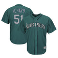 Friene S.Mariners #51 Ichiro Suzuki Player Aqua Majestic Cool Base Limited Stitched Jerseys