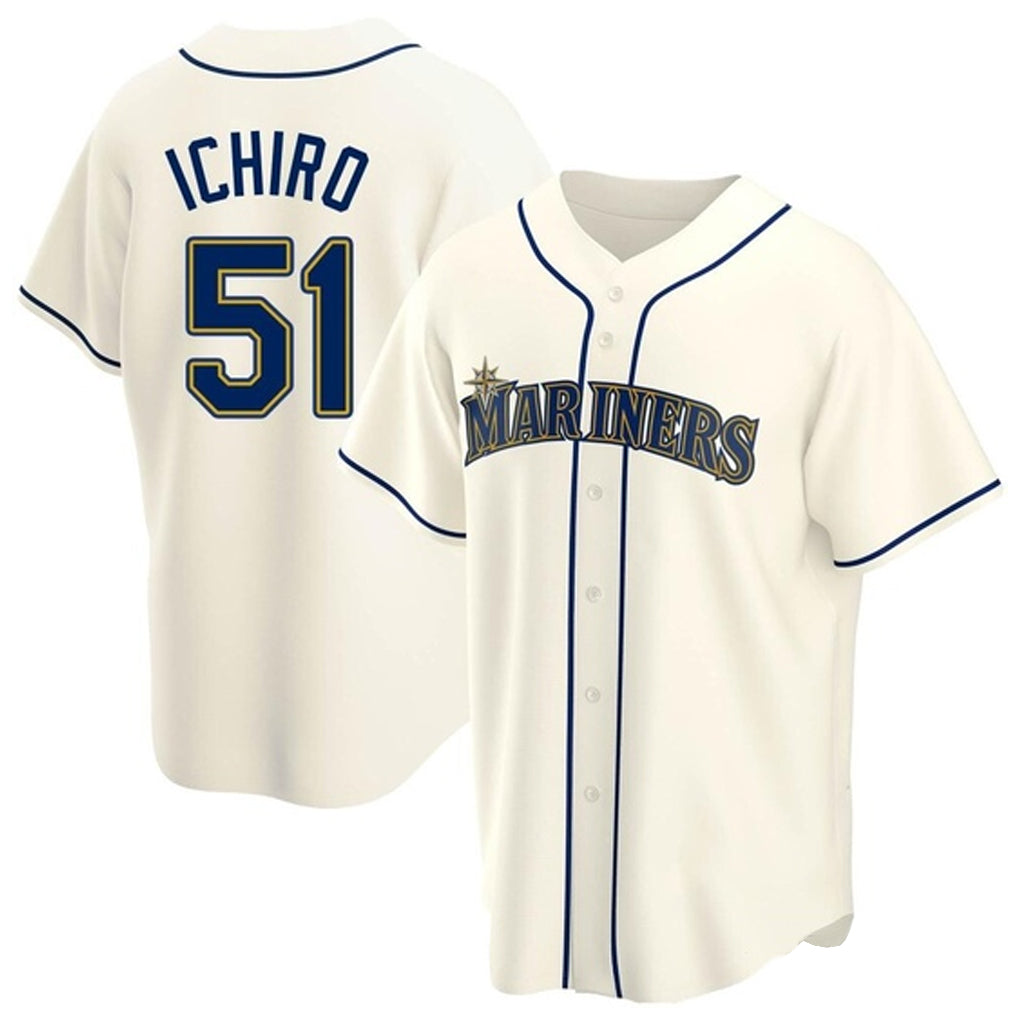 Friene S.Mariners #51 Ichiro Suzuki Player Cream Home Game Stitched Jerseys