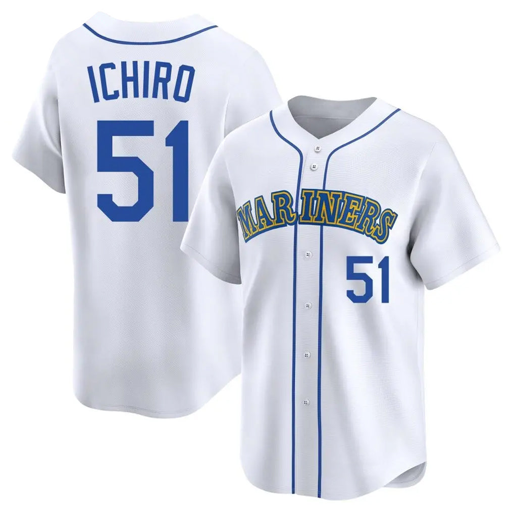 Friene S.Mariners #51 Ichiro Suzuki Player White Pitch Fashion Game Stitched Jerseys