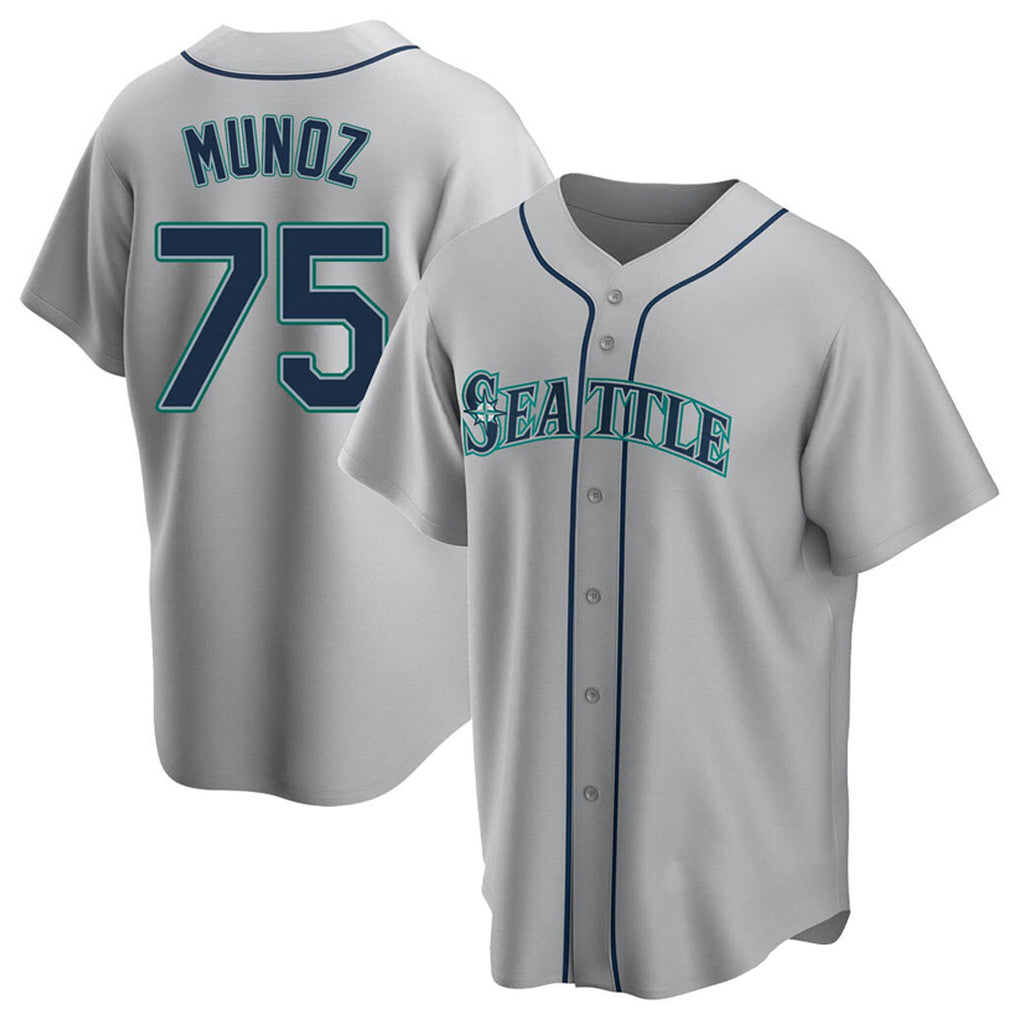 Friene S.Mariners #75 Andres Munoz Player Gray Home Game Stitched Jerseys