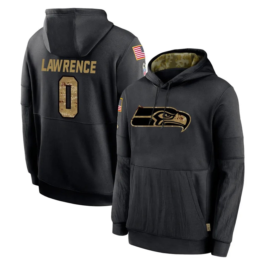 Friene S.Seahawks #0 DeMarcus Lawrence Player Black Salute to Service Hoodies Limited Game Stitched Jerseys