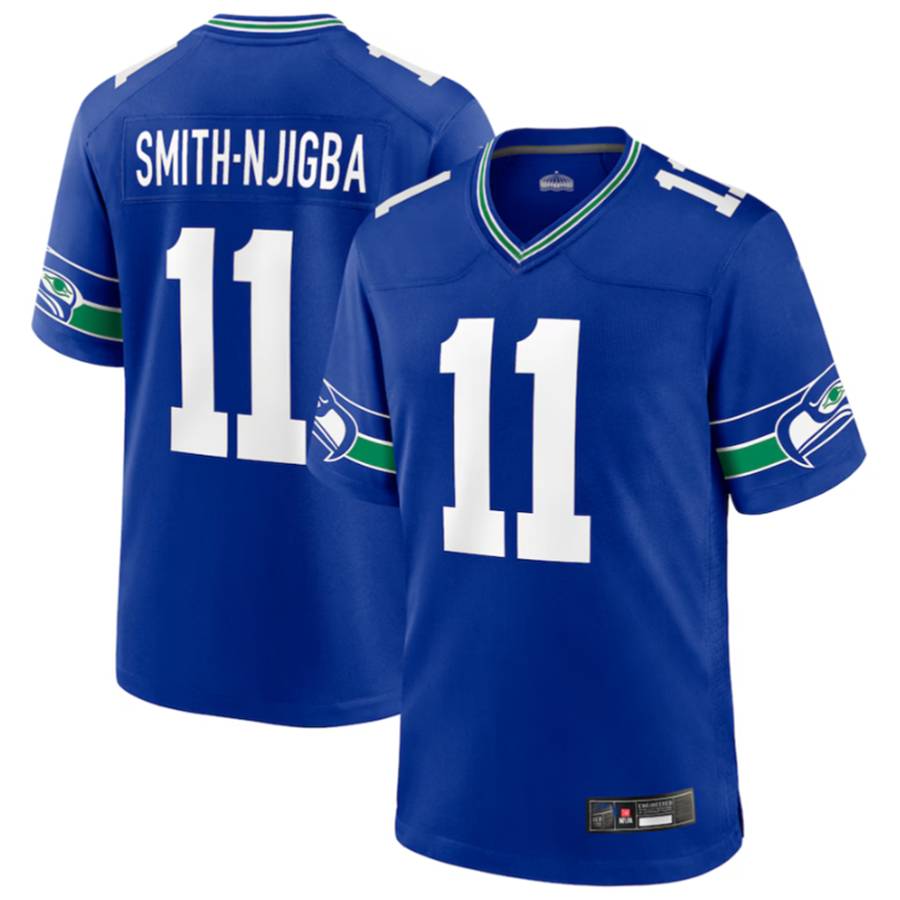 Friene S.Seahawks #11 Jaxon Smith-Njigba Royal Throwback Player Game Jersey -Stitched American Stitched Jerseys