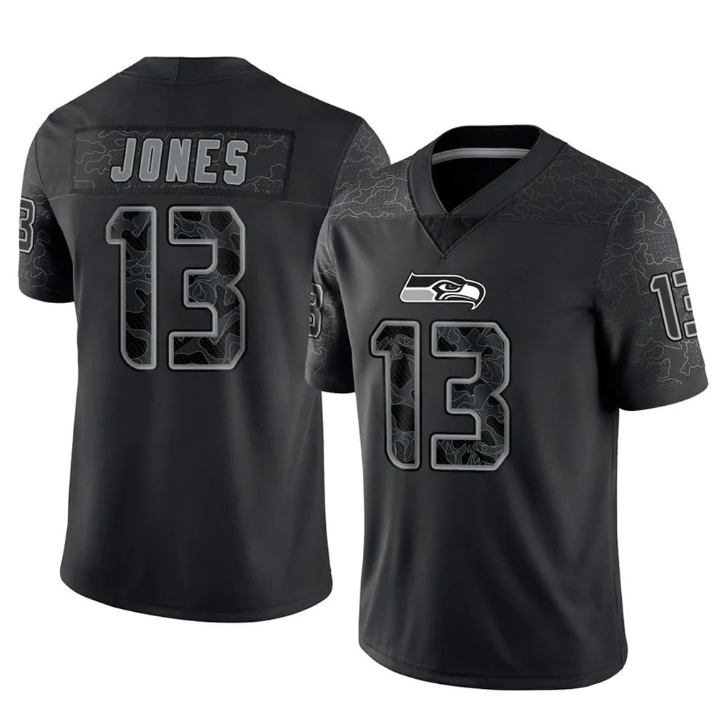 Friene S.Seahawks #13 Ernest Jones IV Player Black Limited Reflective Home Game Stitched Jerseys