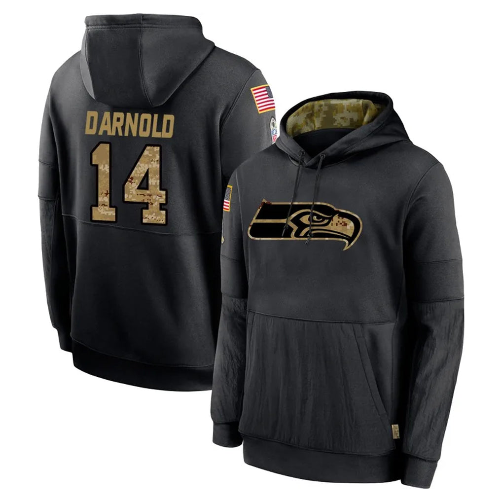 Friene S.Seahawks #14 Sam Darnold Player Black Salute to Service Hoodies Limited Game Stitched Jerseys
