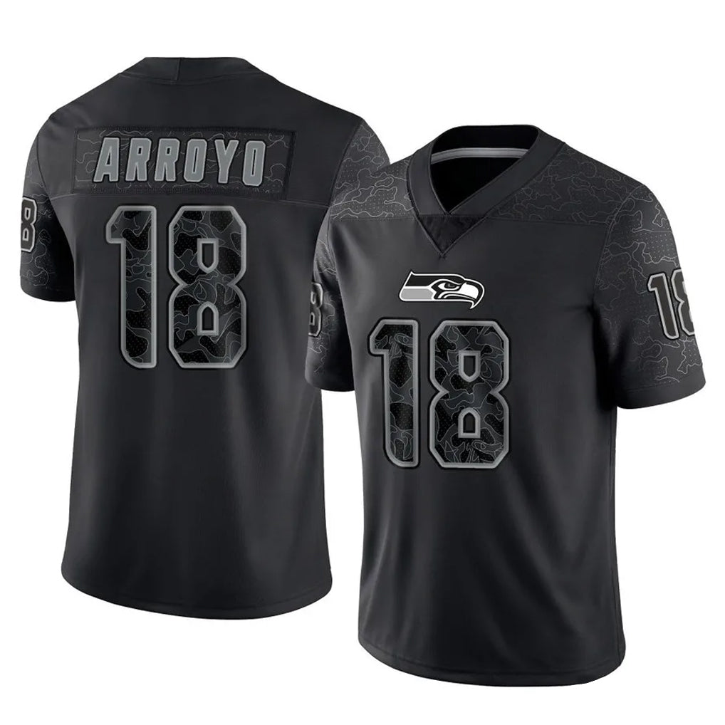 Friene S.Seahawks #18 Elijah Arroyo Player Black Limited Reflective Home Game Stitched Jerseys