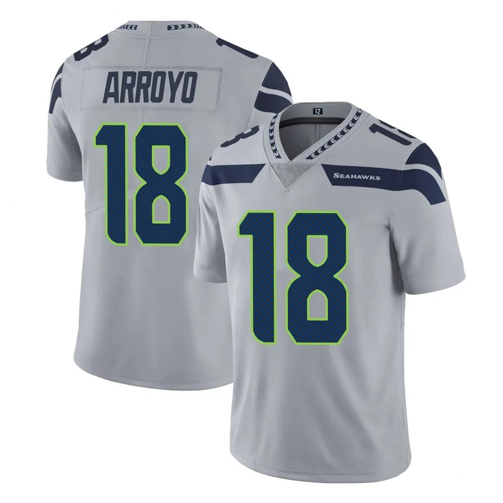 Friene S.Seahawks #18 Elijah Arroyo Player Gray Limited Vapor Untouchable Home Game Stitched Jerseys