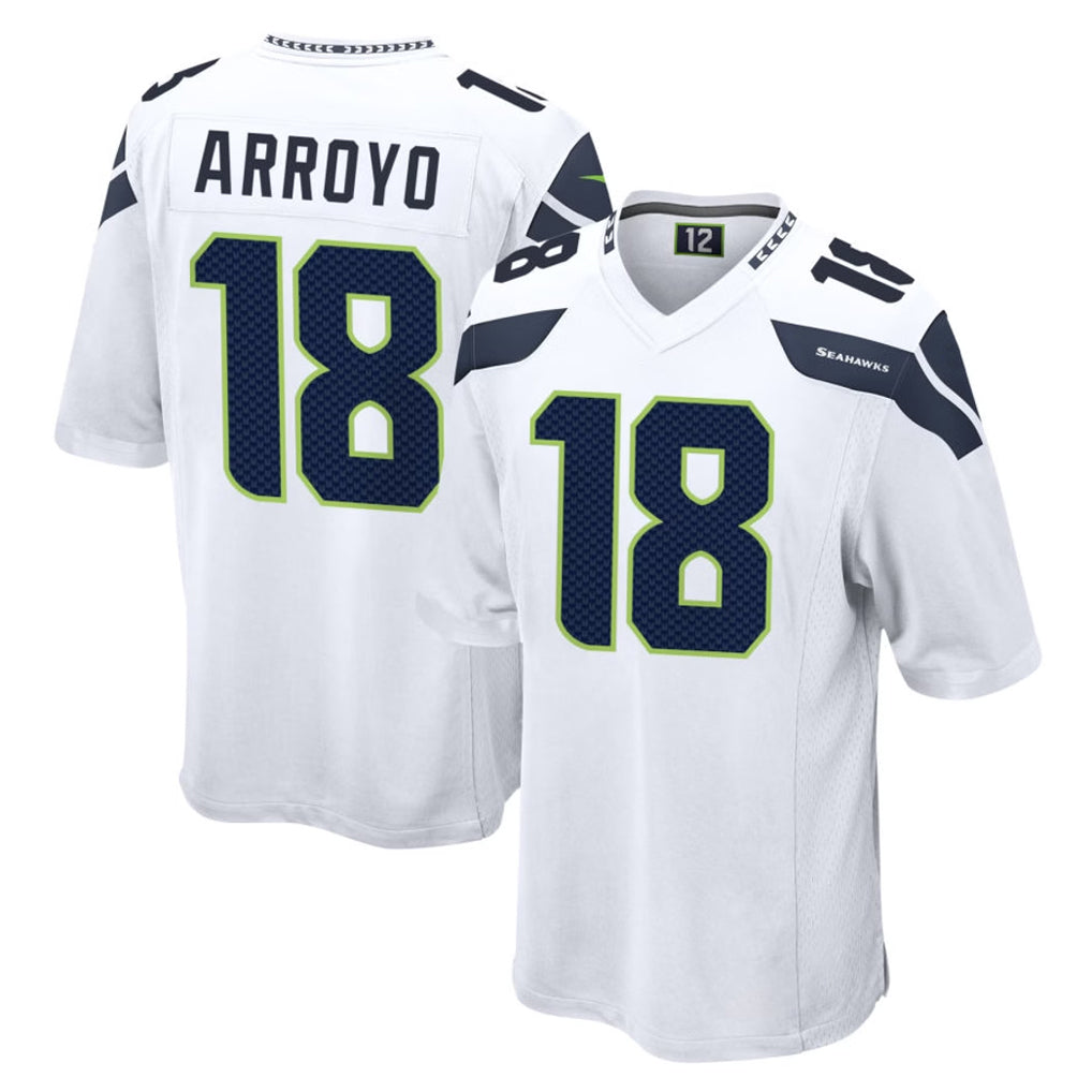 Friene S.Seahawks #18 Elijah Arroyo Player White Home Game Stitched Jerseys