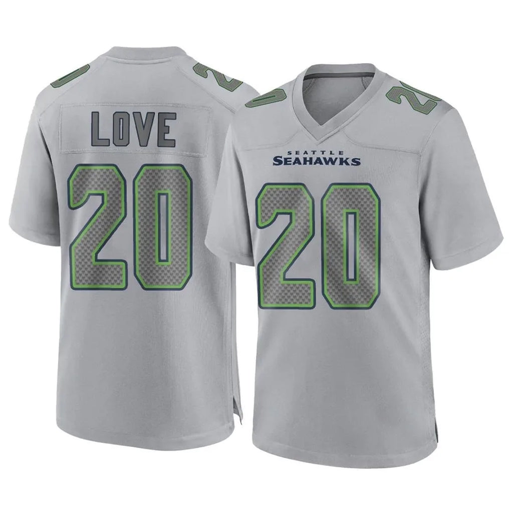 Friene S.Seahawks #20 Julian Love Player Gray Atmosphere Fashion Home Game Stitched Jerseys