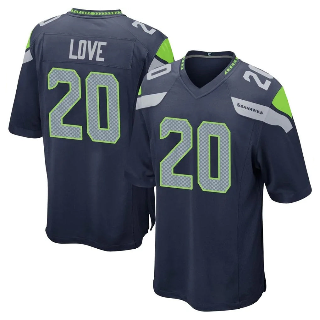 Friene S.Seahawks #20 Julian Love Player Navy Home Game Stitched Jerseys