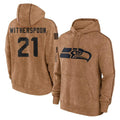 Friene S.Seahawks #21 Devon Witherspoon Player Brown Limited Salute to Service Pullover Hoodies Game Stitched Jerseys