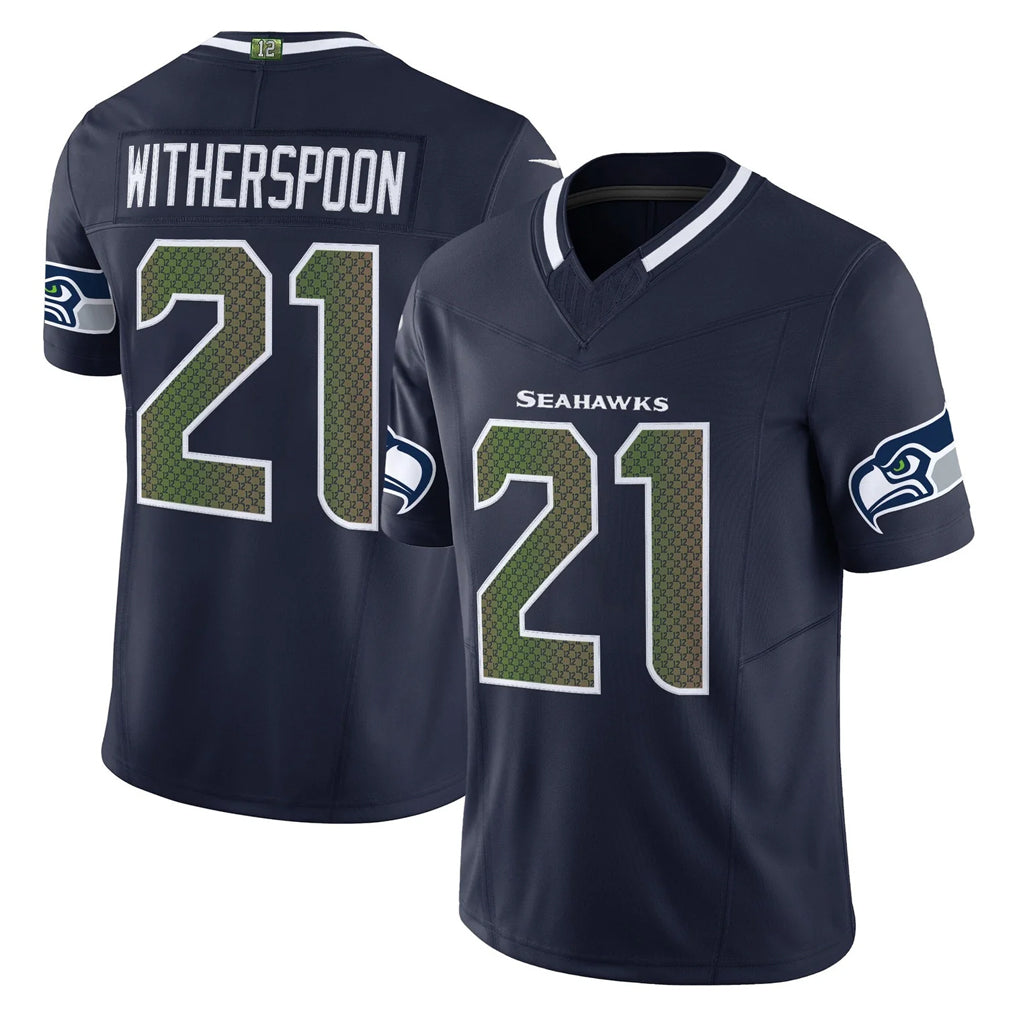 Friene S.Seahawks #21 Devon Witherspoon Player Navy Rivalries Vapor Limited Home Game Stitched Jerseys