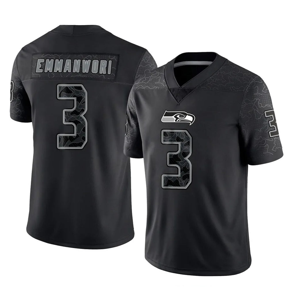 Friene S.Seahawks #3 Nick Emmanwori Player Black Limited Reflective Home Game Stitched Jerseys