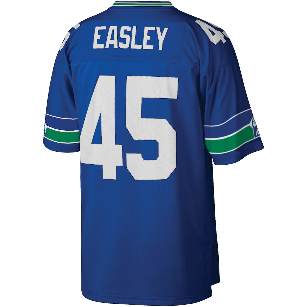 Friene S.Seahawks #45 Kenny Easley Mitchell & Ness Royal Legacy Replica Jersey