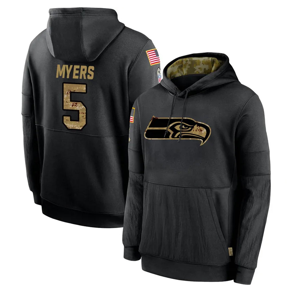 Friene S.Seahawks #5 Jason Myers Player Black Salute to Service Hoodies Limited Game Stitched Jerseys