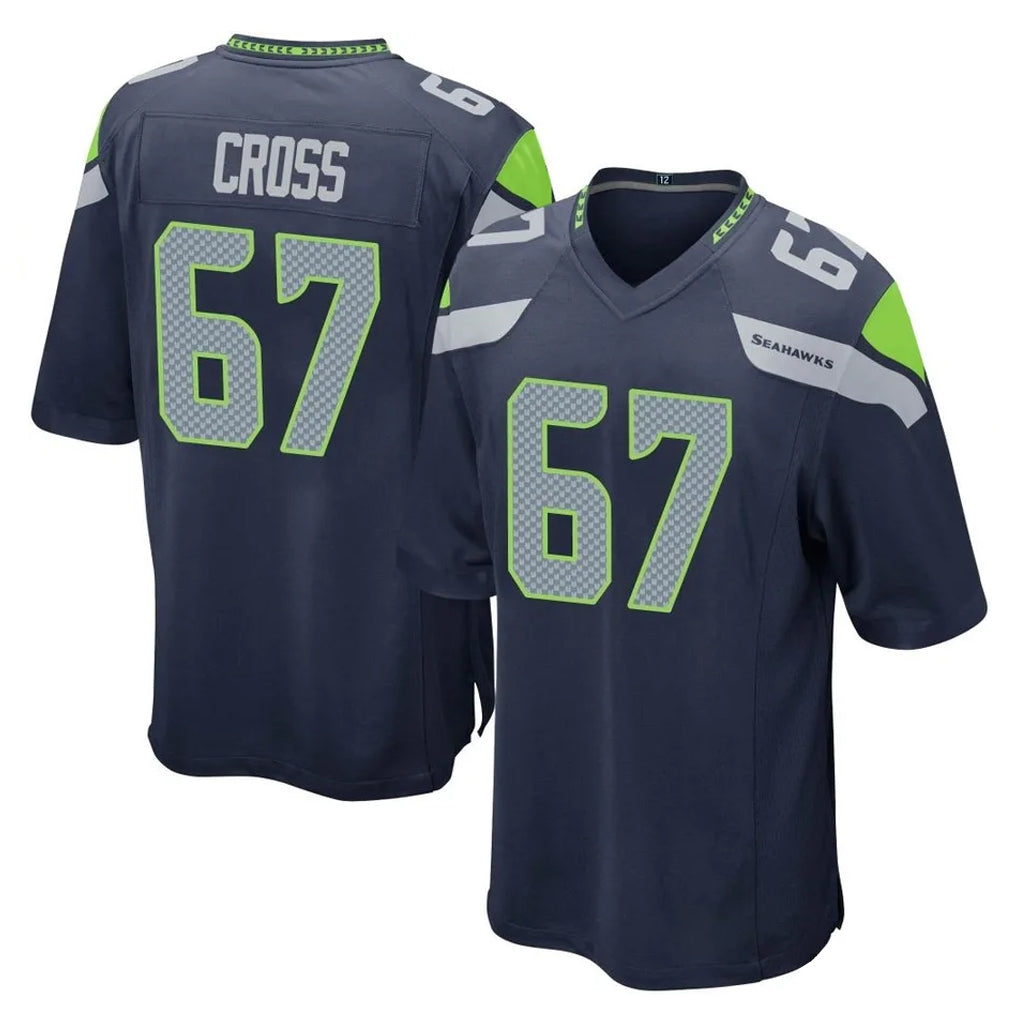 Friene S.Seahawks #67 Charles Cross Player Navy Home Game Stitched Jerseys