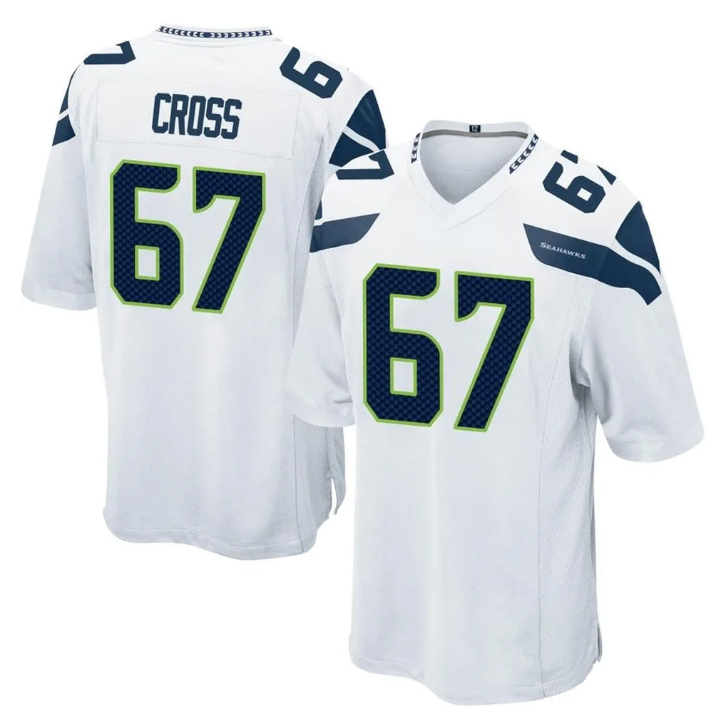 Friene S.Seahawks #67 Charles Cross Player White Home Game Stitched Jerseys