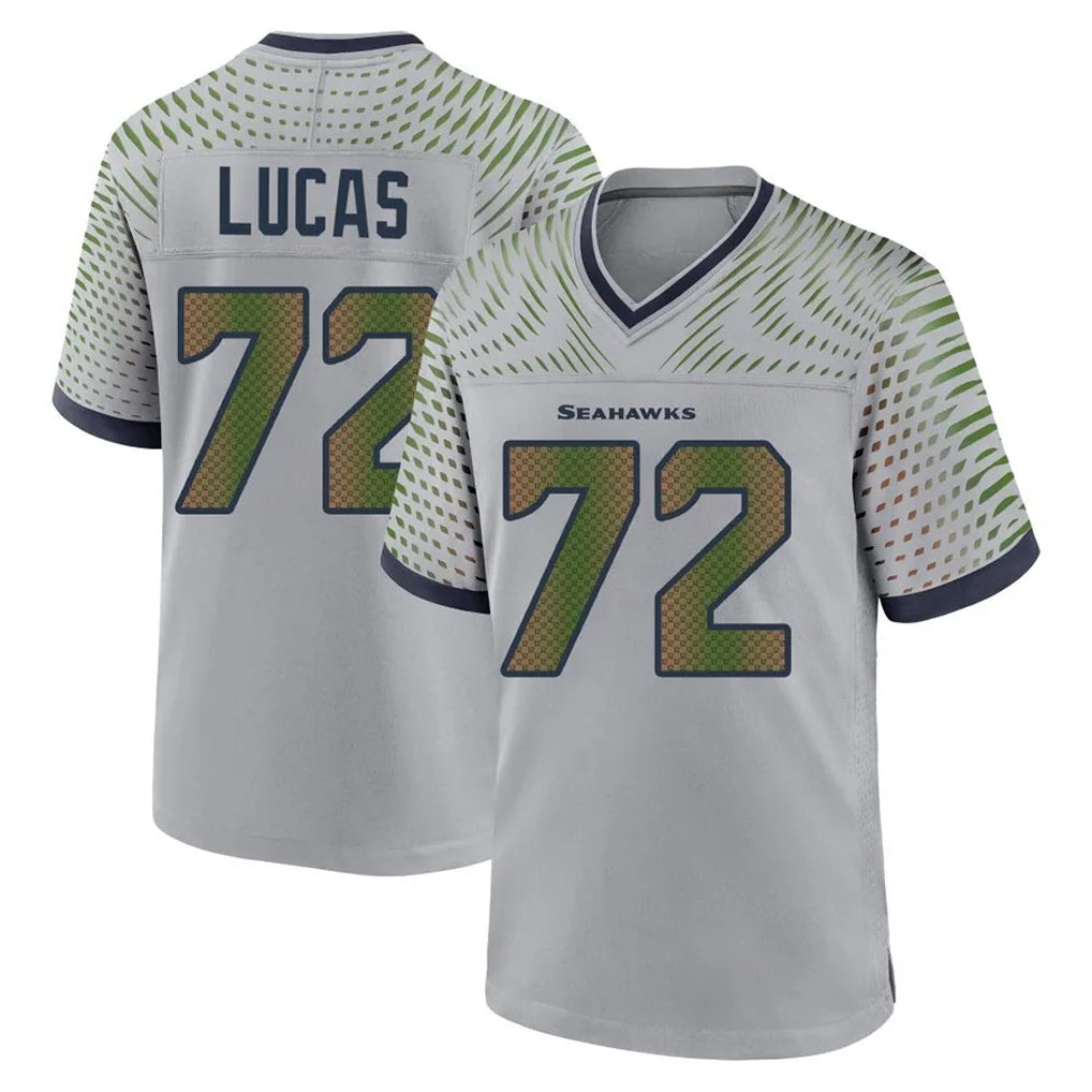 Friene S.Seahawks #72 Abraham Lucas Player Grey 2025 Rivalries Collection Home Game Stitched Jerseys