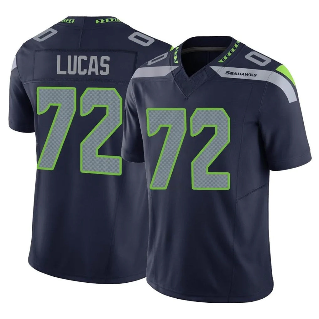 Friene S.Seahawks #72 Abraham Lucas Player Navy Limited Vapor F.U.S.E. Home Game Stitched Jerseys