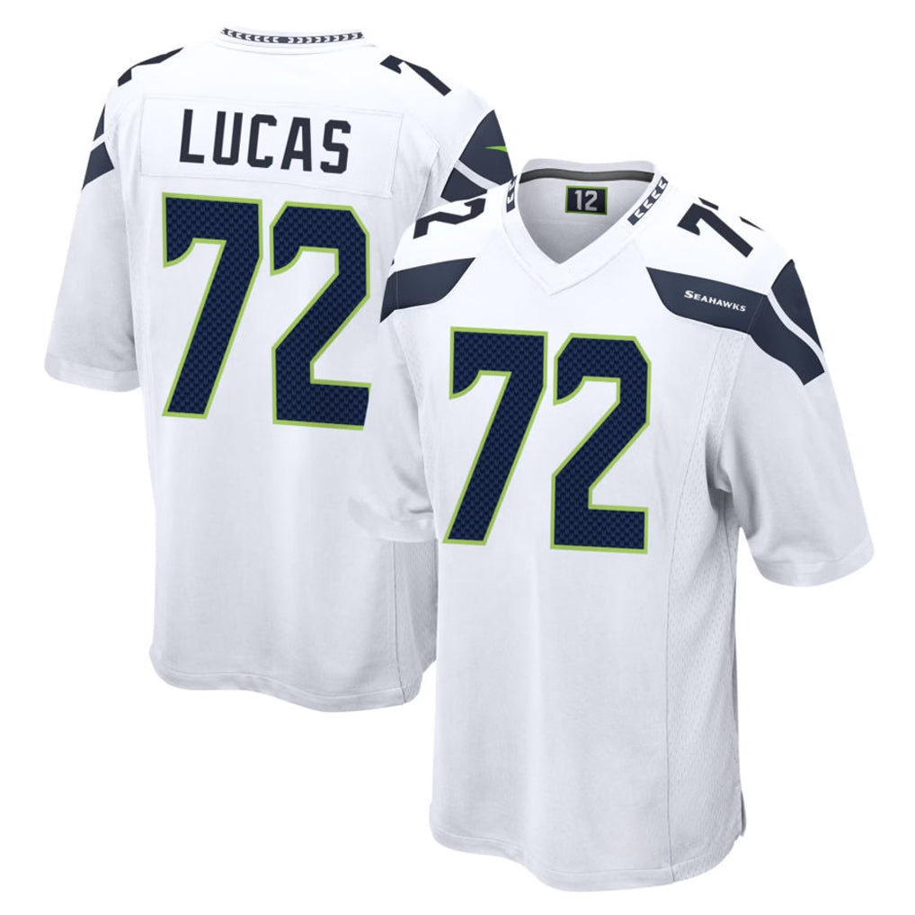 Friene S.Seahawks #72 Abraham Lucas Player White Home Game Stitched Jerseys