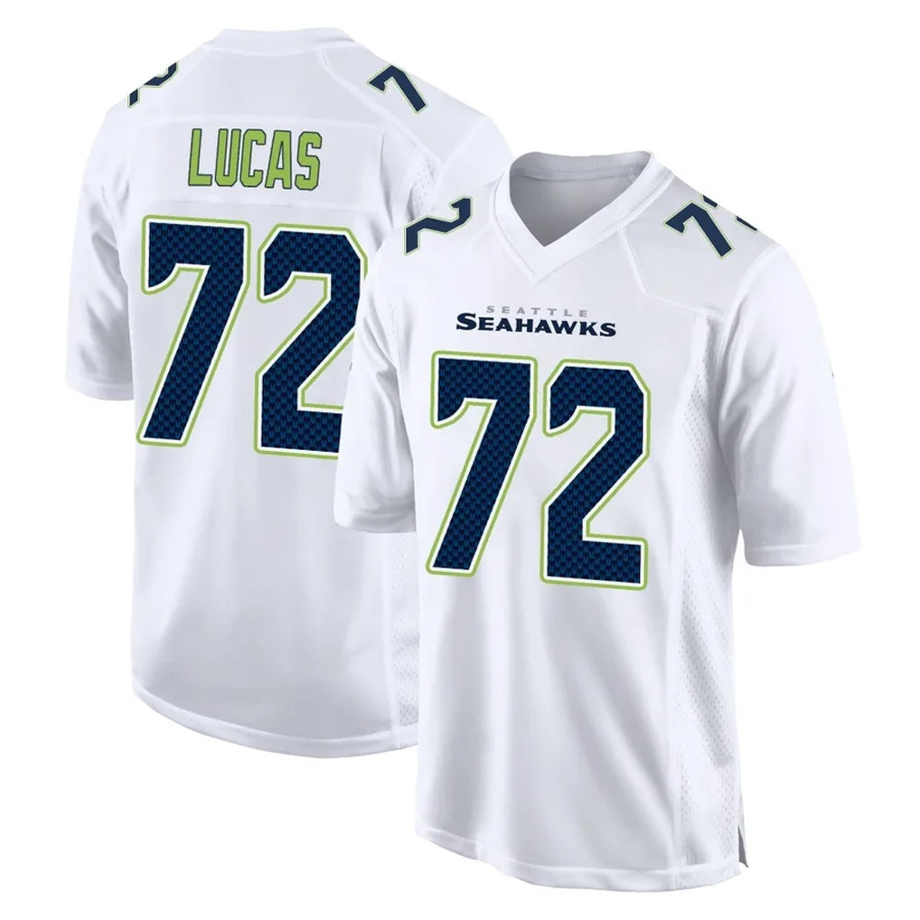 Friene S.Seahawks #72 Abraham Lucas Player White Tundra Fashion Home Game Stitched Jerseys
