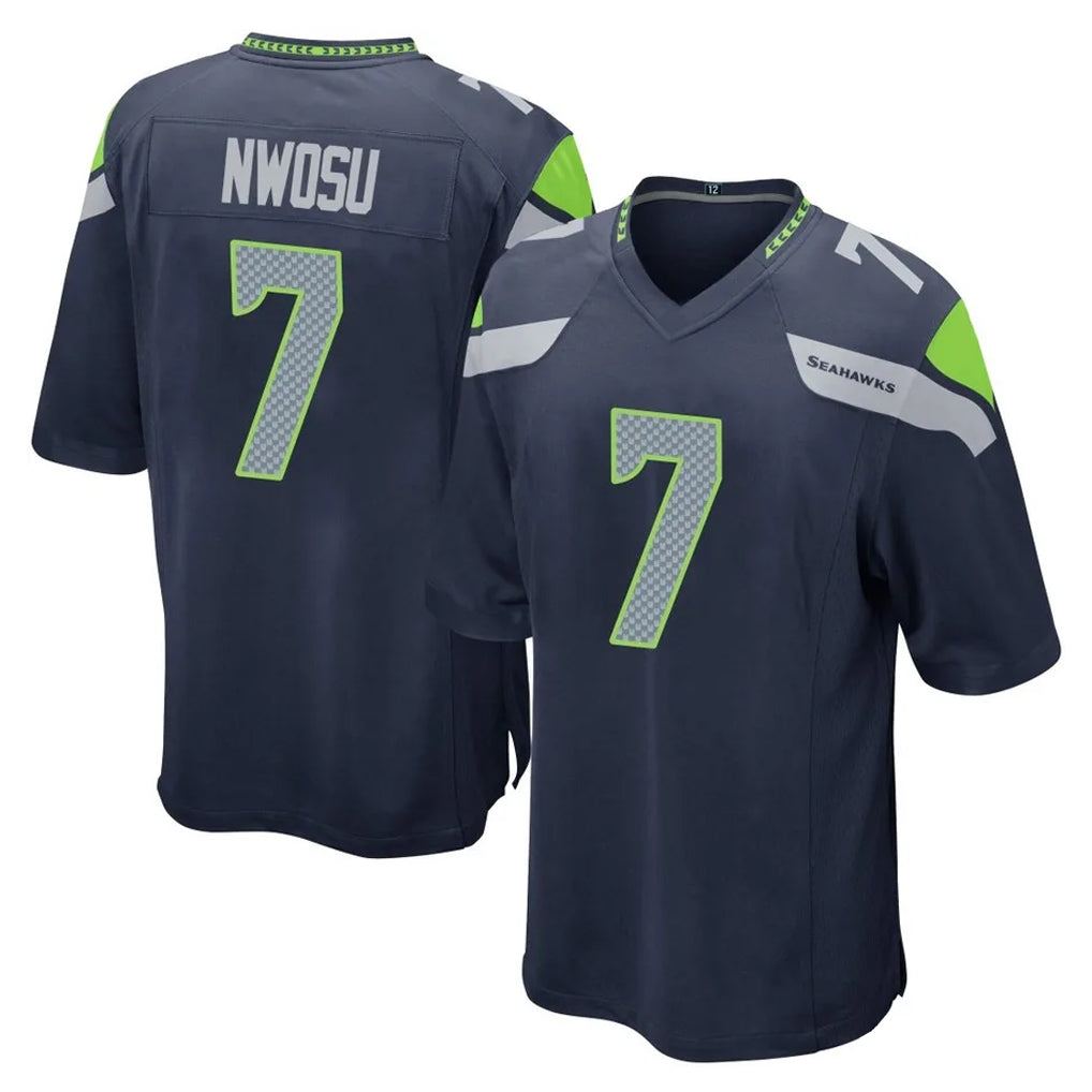 Friene S.Seahawks #7 Uchenna Nwosu Player Navy Home Game Stitched Jerseys