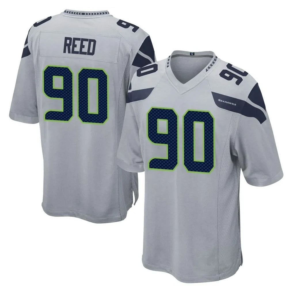 Friene S.Seahawks #90 Jarran Reed Player Gray Home Game Stitched Jerseys