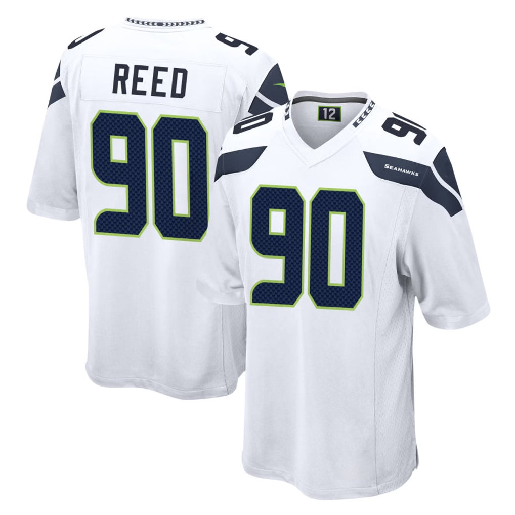 Friene S.Seahawks #90 Jarran Reed Player White Home Game Stitched Jerseys