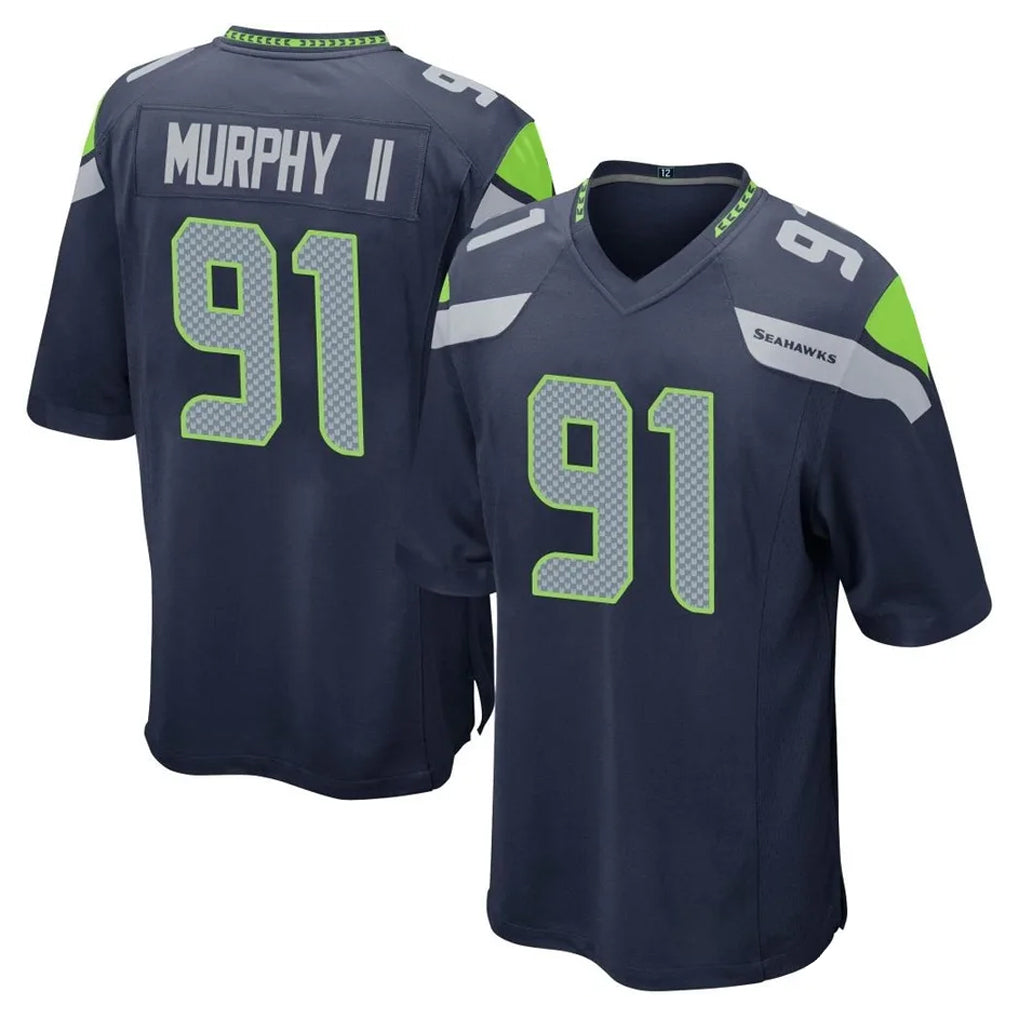 Friene S.Seahawks #91 Byron Murphy II Player Navy Home Game Stitched Jerseys