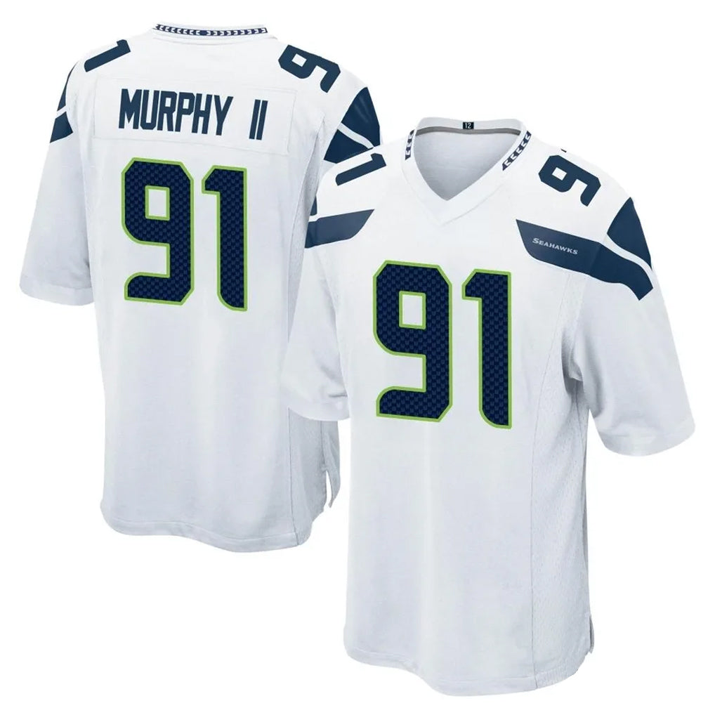 Friene S.Seahawks #91 Byron Murphy II Player White Home Game Stitched Jerseys
