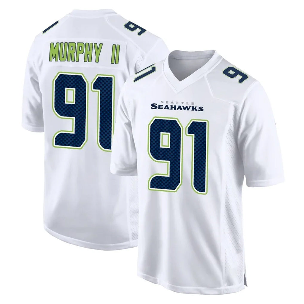 Friene S.Seahawks #91 Byron Murphy II Player White Tundra Fashion Home Game Stitched Jerseys