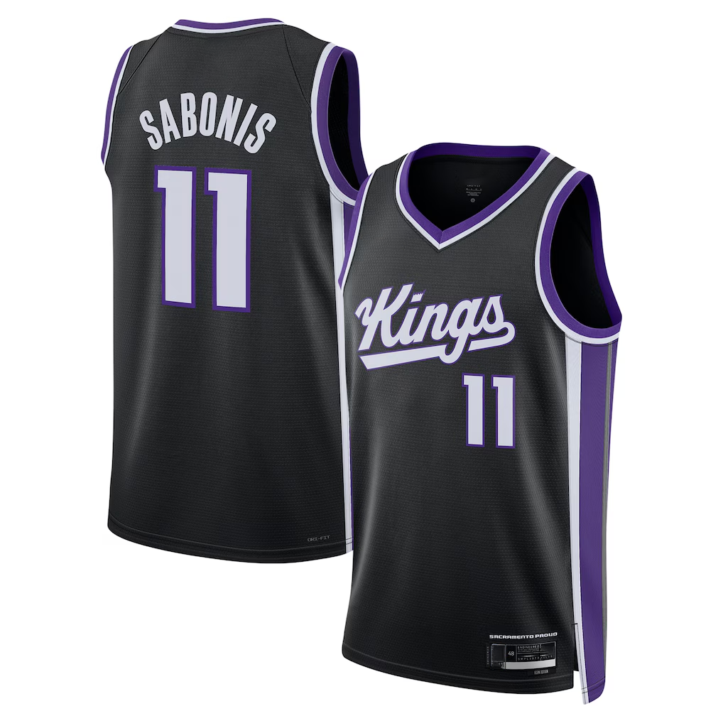 Friene S.kings #11 Domantas Sabonis Black Swingman Player Stitched Jerseys- Icon Edition