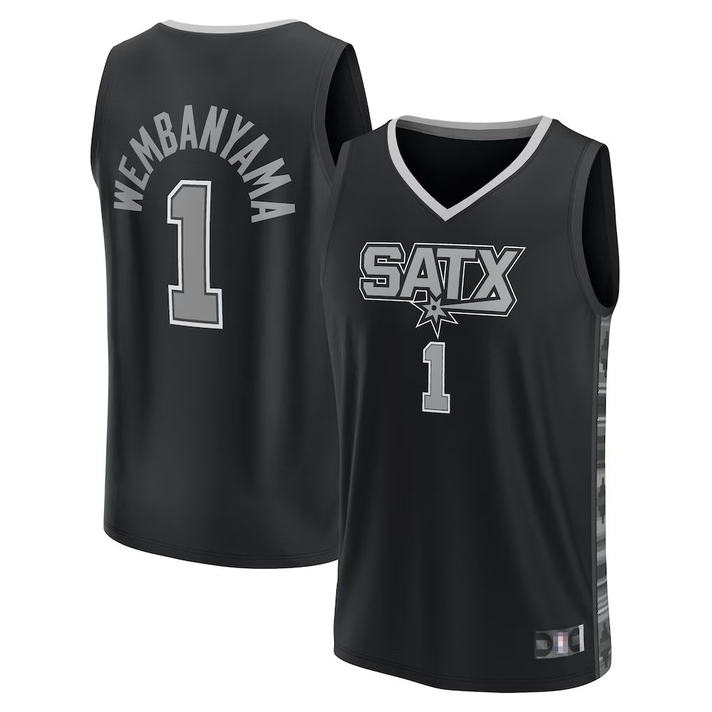 Friene SA.Spurs #1 Victor Wembanyama Black Fast Break Replica Player Jerseys - Statement Edition