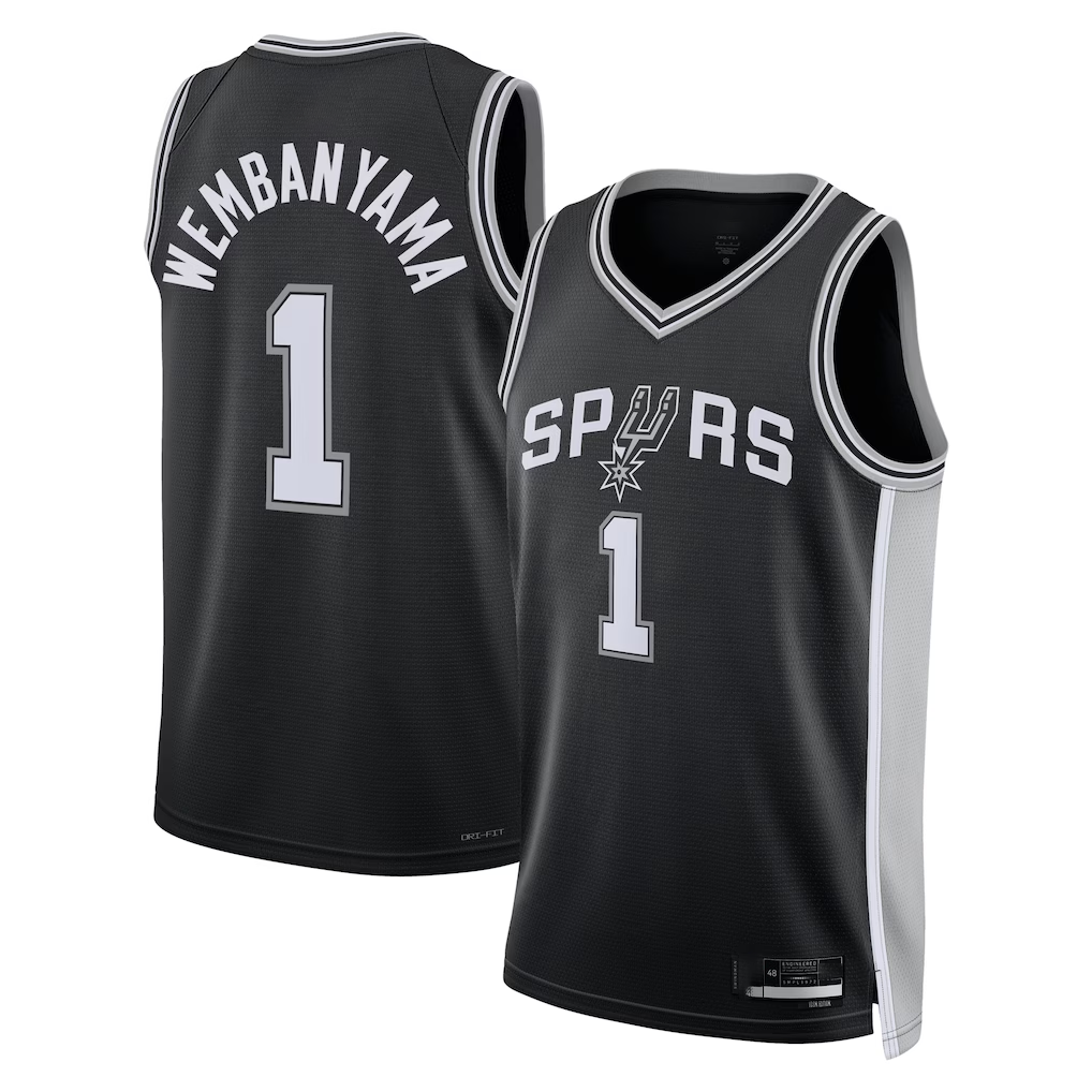 Friene SA.Spurs #1 Victor Wembanyama Black Fast Break Replica Player Stitched Jerseys- Icon Edition