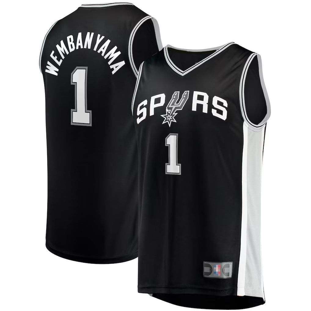 Friene SA.Spurs #1 Victor Wembanyama Black Fast Break Replica Stitched Stitched Jerseys-Icon Edition