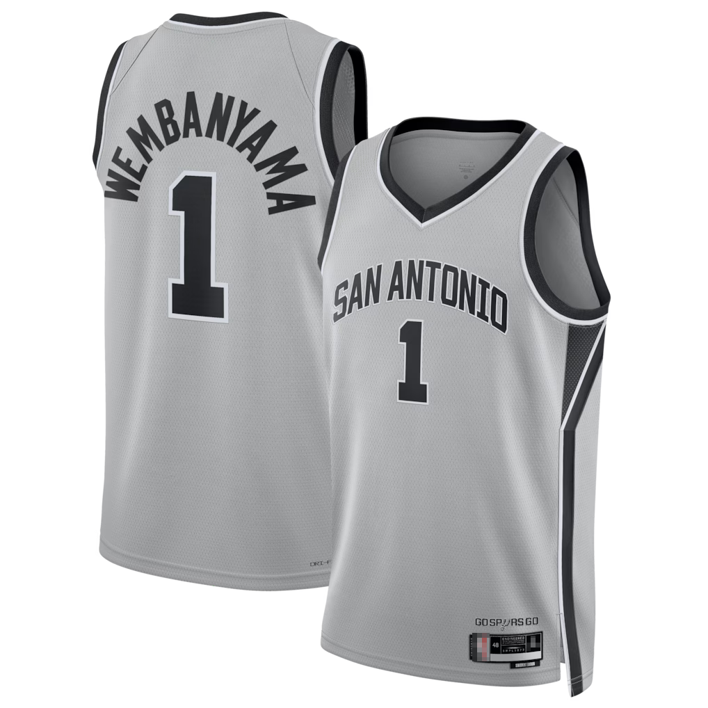 Friene SA.Spurs #1 Victor Wembanyama Silver Swingman Stitched Jerseys- Statement Edition