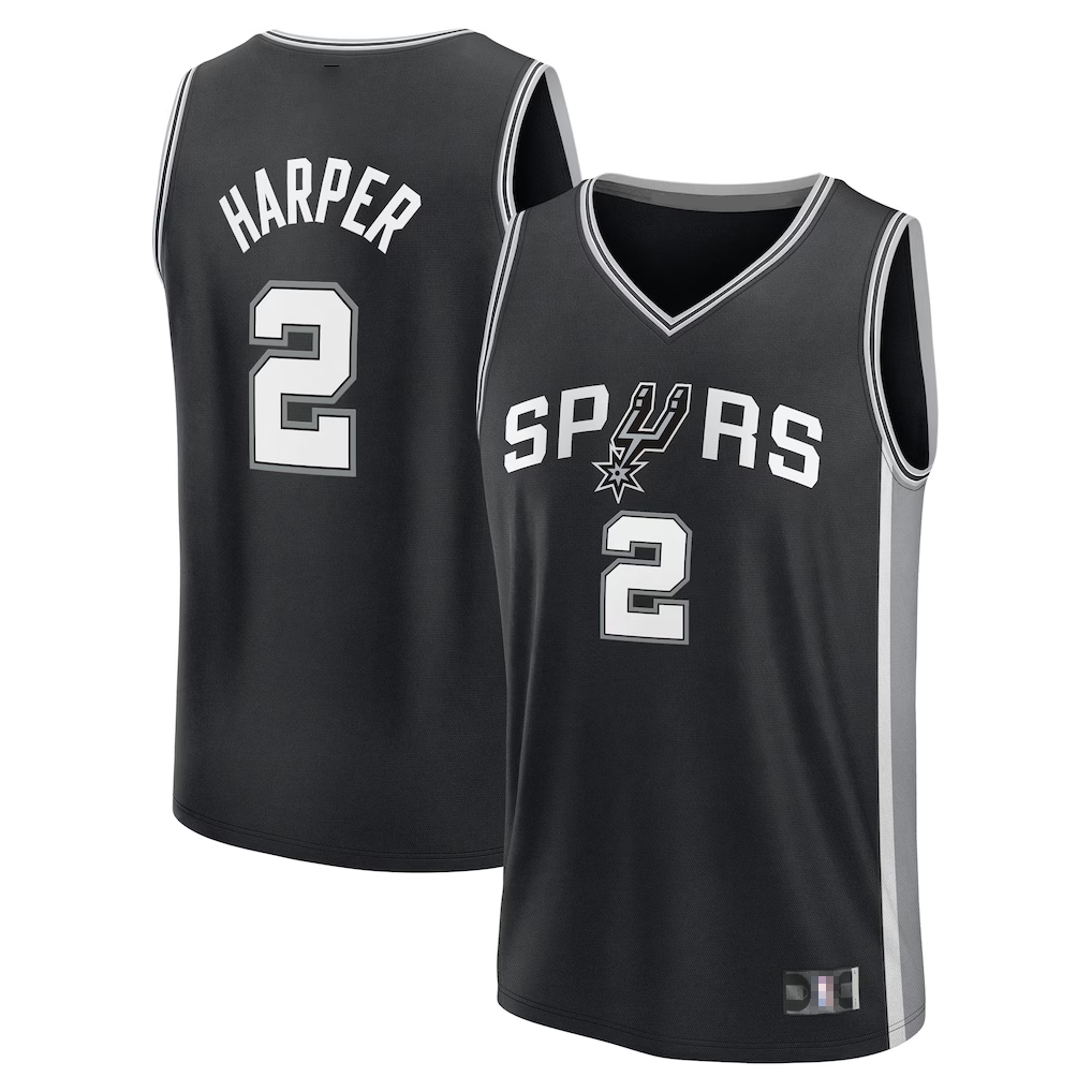 Friene SA.Spurs #2 Dylan Harper Black 2025  Draft First Round Pick Fast Break Replica Stitched Jerseys- Icon Edition