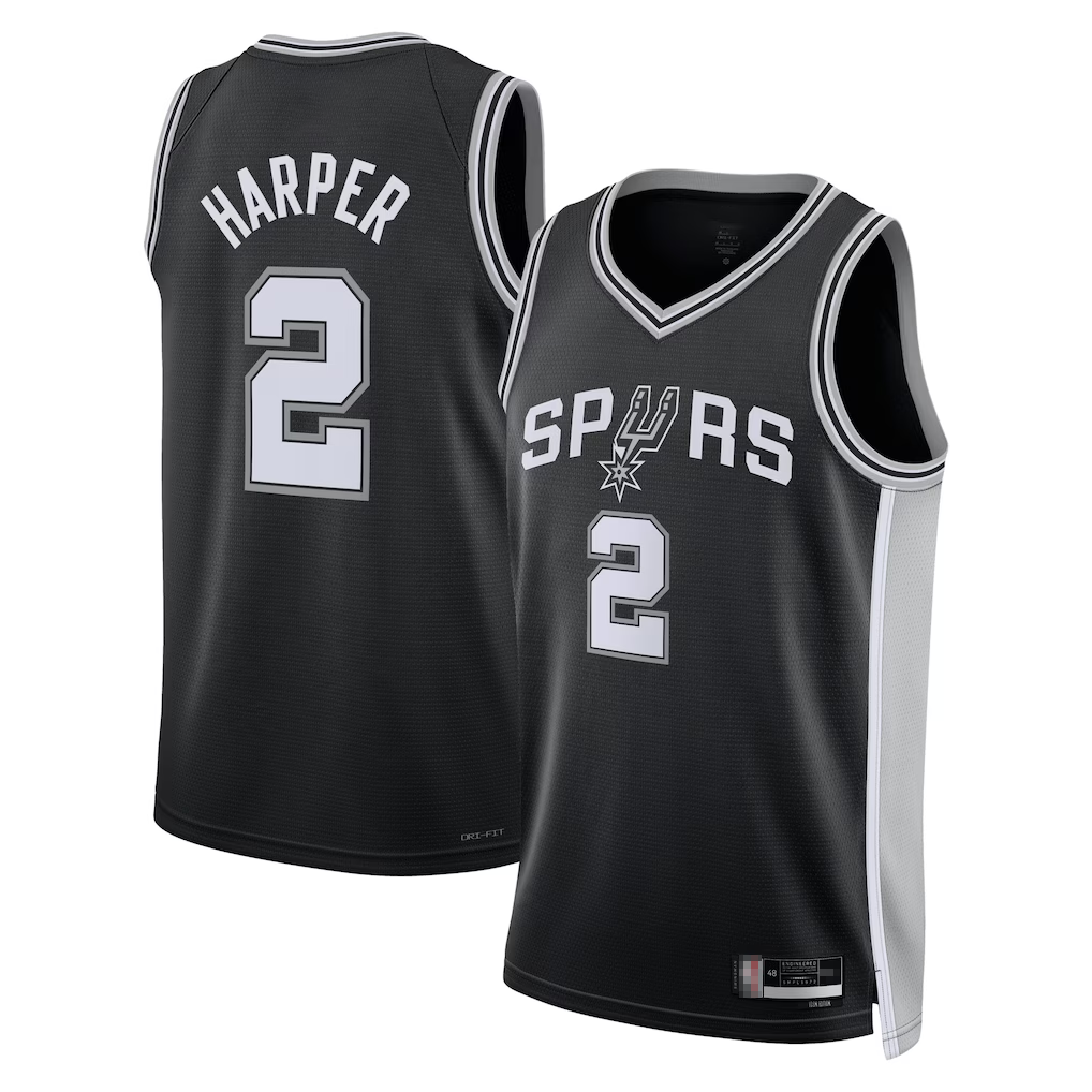 Friene SA.Spurs #2 Dylan Harper Black 2025 NBA Draft First Round Pick Swingman Stitched Jerseys- Icon Edition