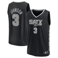 Friene SA.Spurs #3 Keldon Johnson Black Fast Break Replica Player Stitched Jerseys- Statement Edition