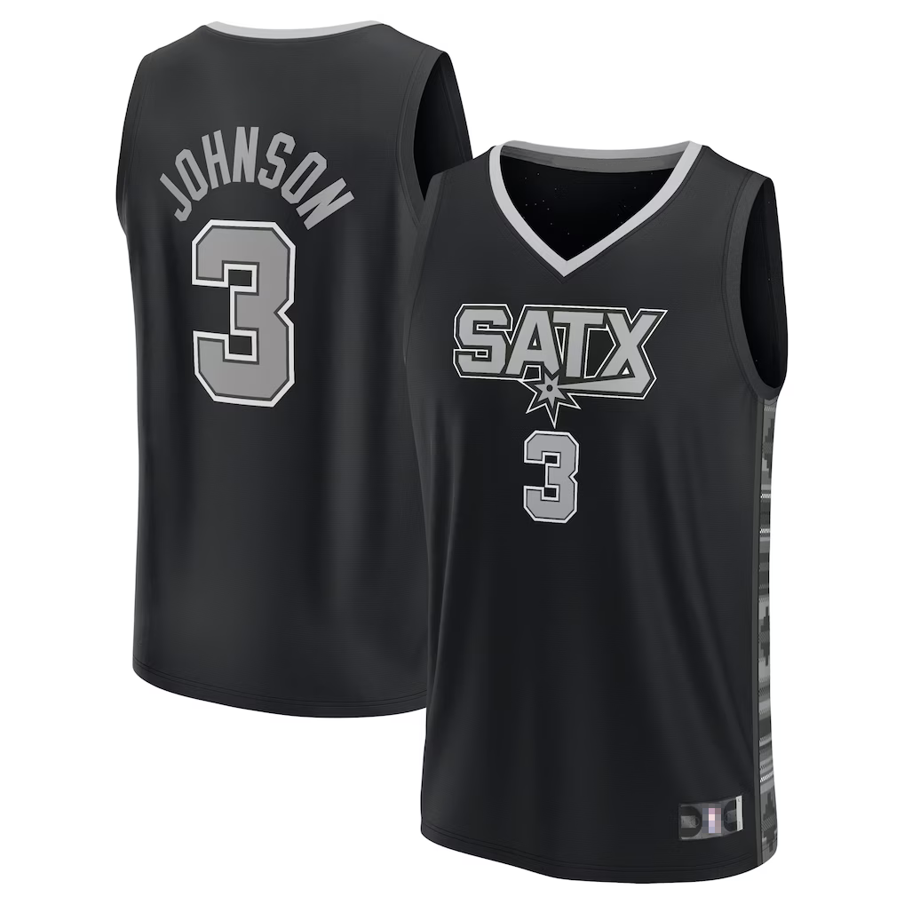Friene SA.Spurs #3 Keldon Johnson Black Fast Break Replica Player Stitched Jerseys- Statement Edition