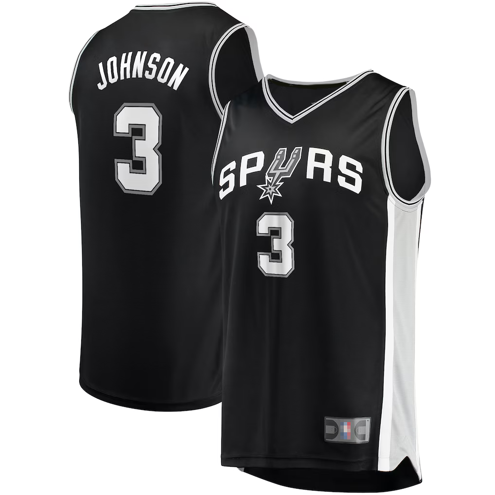 Friene SA.Spurs #3 Keldon Johnson Black Fast Break Replica Stitched Jerseys- Icon Edition