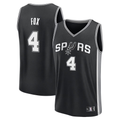 Friene SA.Spurs #4 De'Aaron Fox Black Fast Break Replica Player Stitched Jerseys- Icon Edition