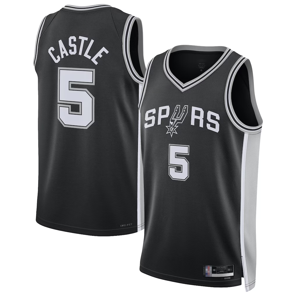Friene SA.Spurs #5 Stephon Castle Black Swingman Stitched Jerseys- Icon Edition