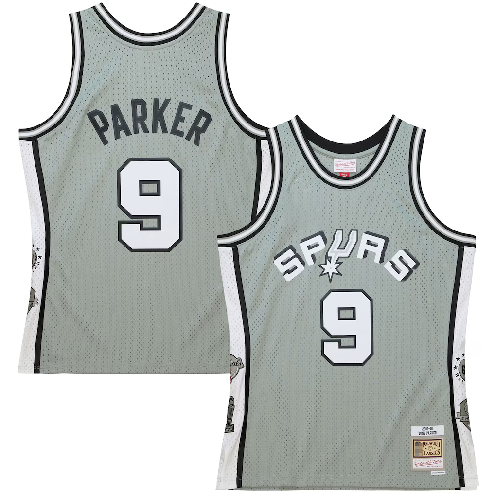 Friene SA.Spurs #9 Tony Parker Mitchell & Ness Gray Hall of Fame Class of 2023 Throwback Swingman Stitched Jerseys
