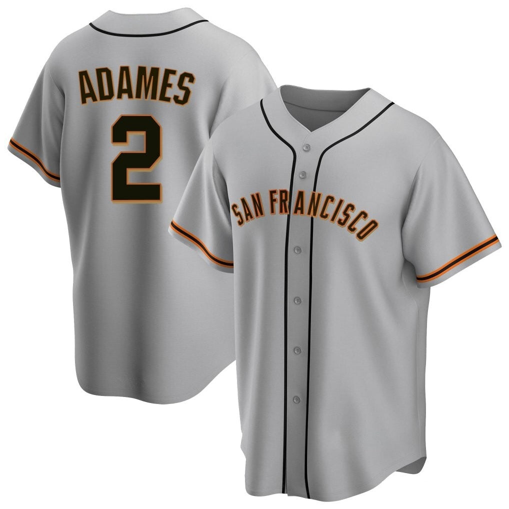 Friene SF.Giants #2 Willy Adames Player Gray Home Game Stitched Jerseys